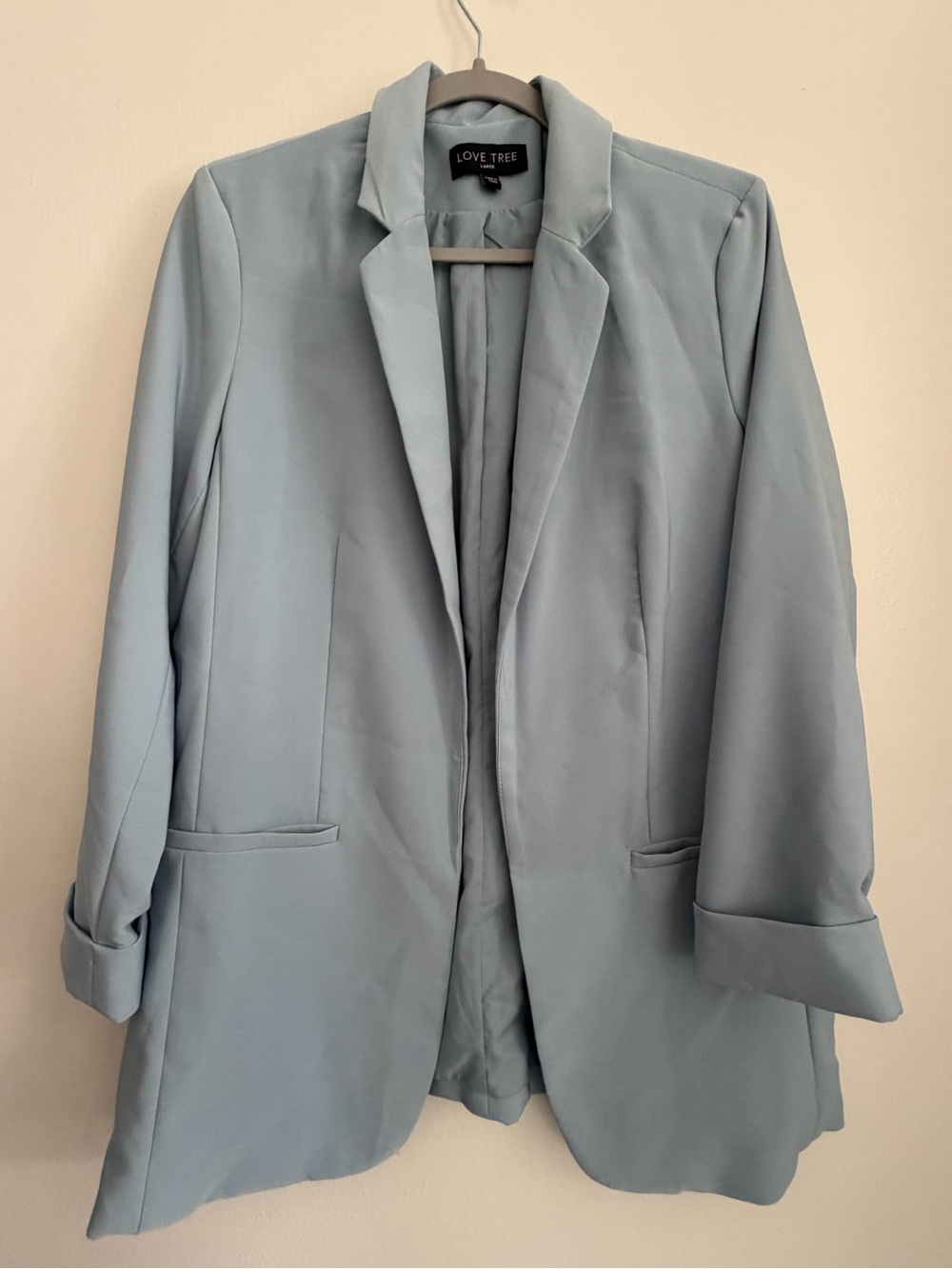 LOVE TREE Business Casual Open Front Blazer Jacket - Women's Size Large - Blue